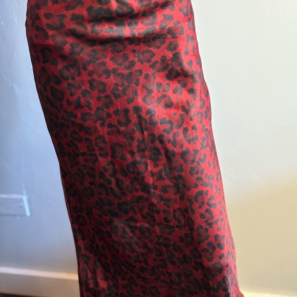 Anine Bing Red and Black Leopard Silk Midi Skirt Size XS - Picture 1 of 3